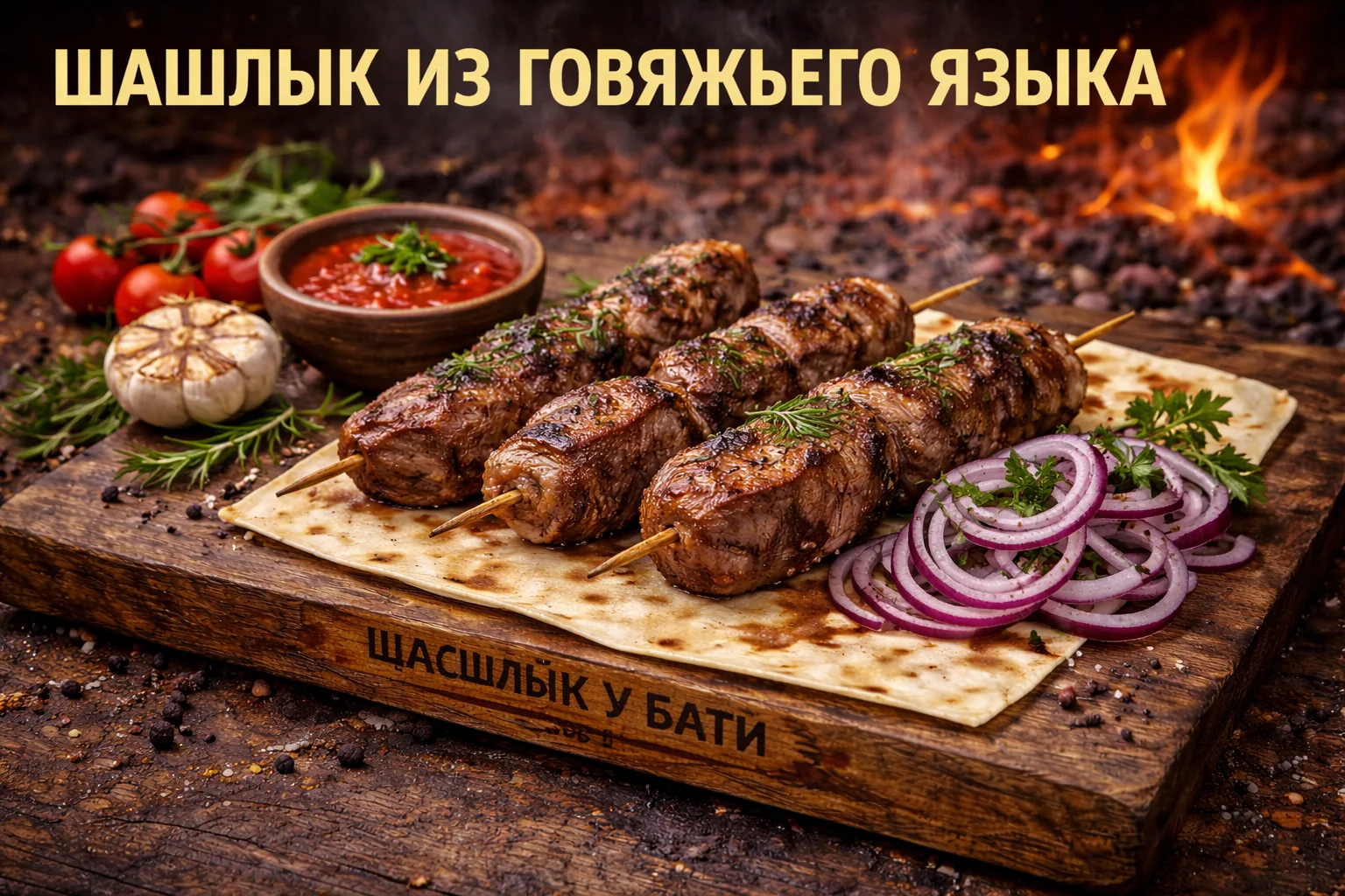 Шашлык из говяжьего языка