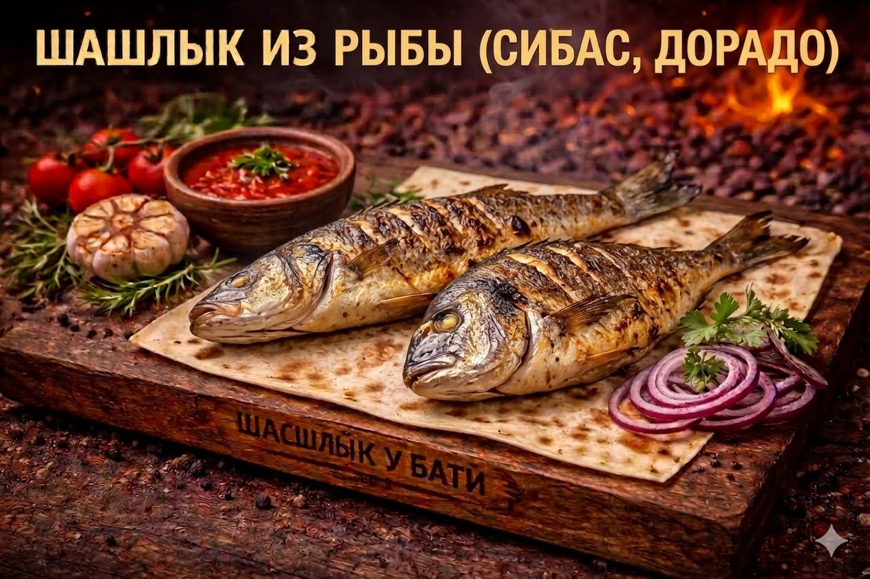 Шашлык из рыбы (сибас, дорадо)