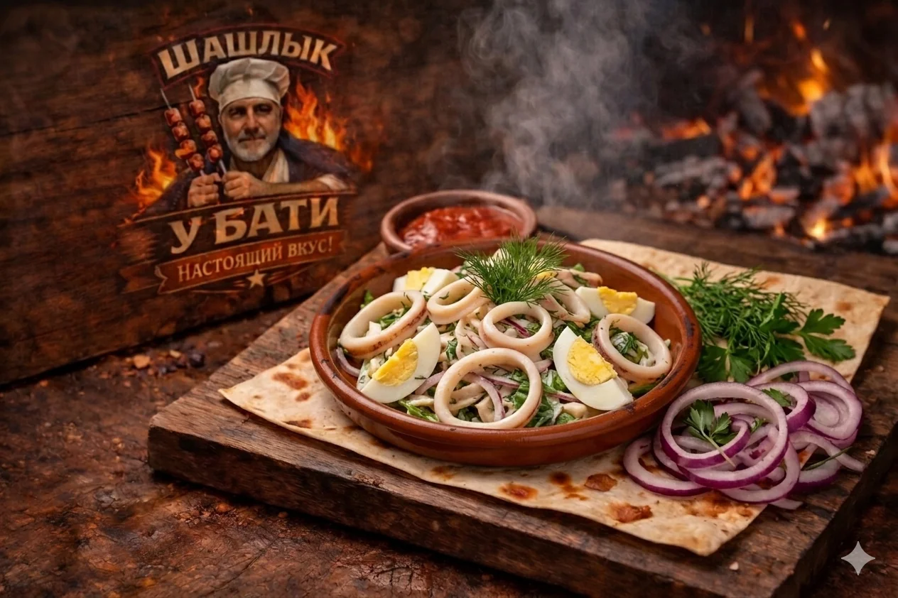 Салат Кальмары с яйцом